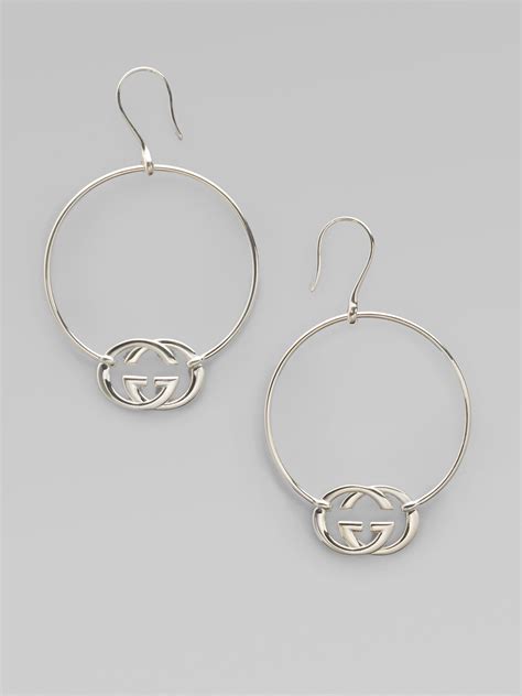 gucci earrings silver hoops|Gucci sterling silver earrings.